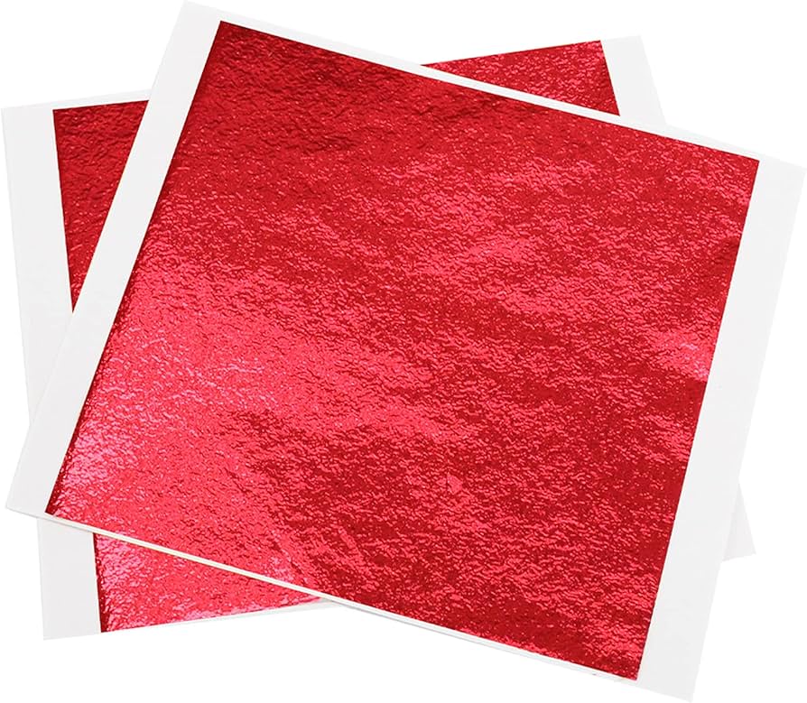 Bladmetall / gold leaf - rød - 10 ark - 16x16cm