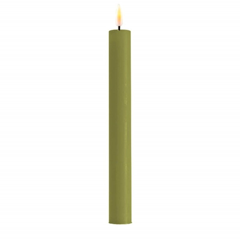 LED Dinner Candle - Oliven grønn / olive green - LED kronelys. H: 24cm