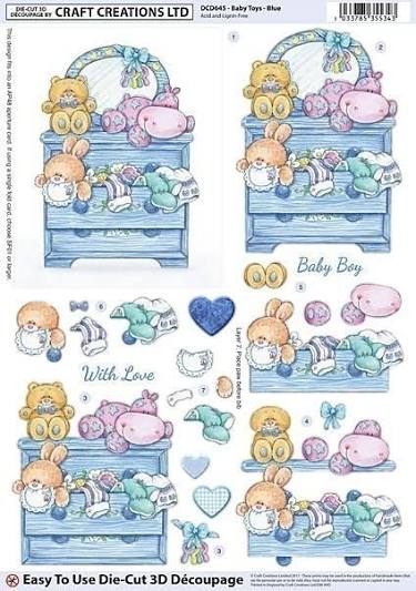 3D klippark - baby boy kommode - 3D Die Cut Decoupage Layers