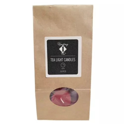 Telys - Rød - 12stk - 4t brenntid -gjennomsiktig plastkopp.