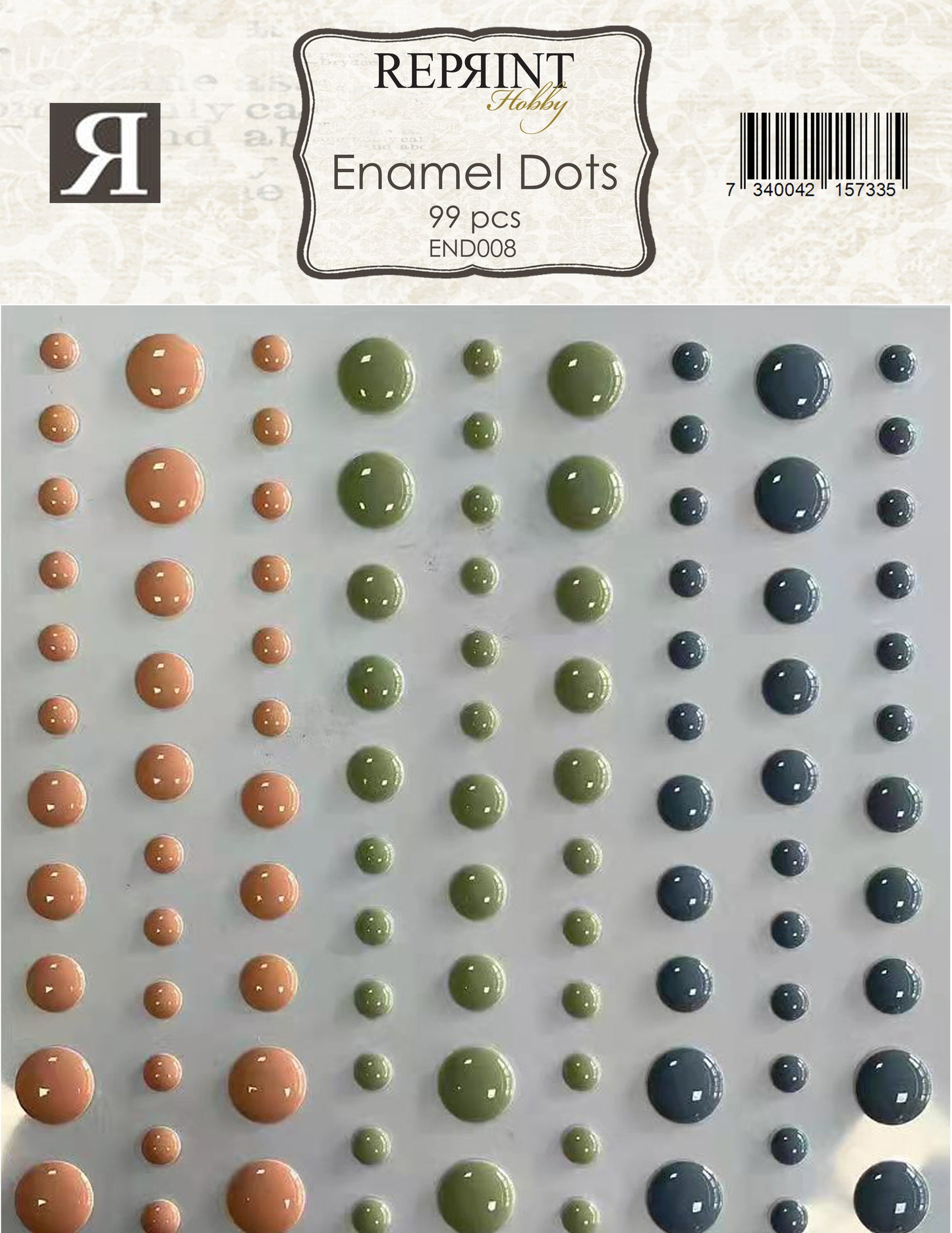 NYHET! Reprint - Enamel dots- Quiet moment- Selvklebende Halvperler "flate"