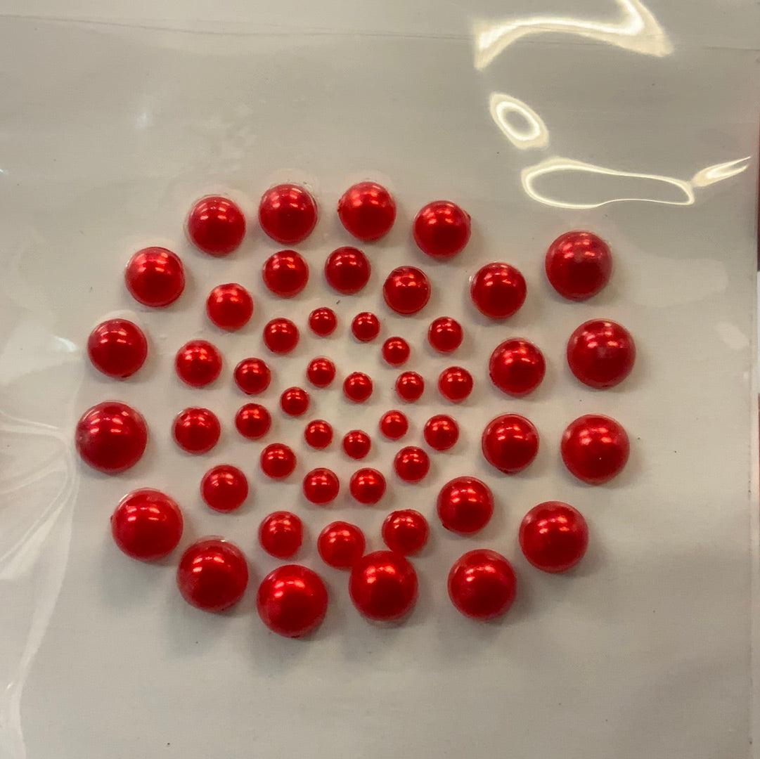 Halvperler m/lim - rød - 50 stk pr pk