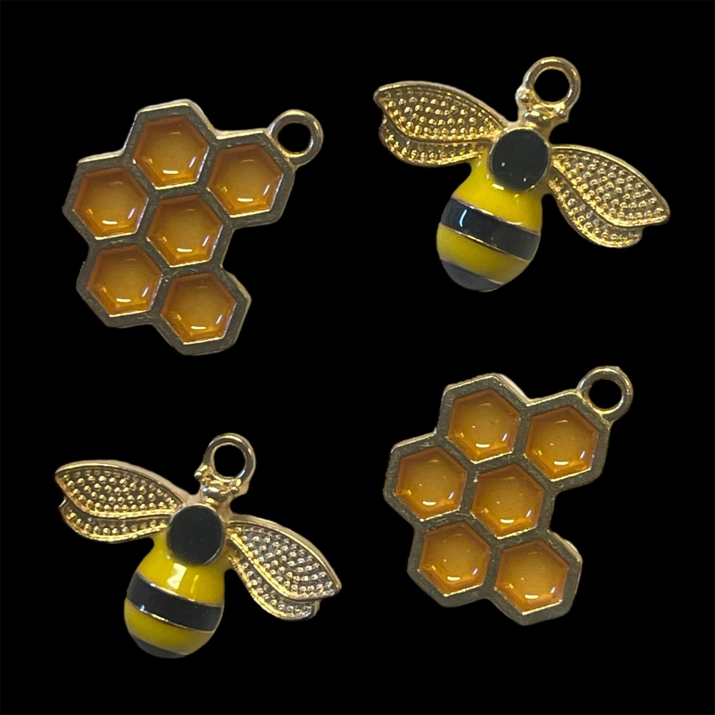 Charms - bie + honning - 4 stk - gull