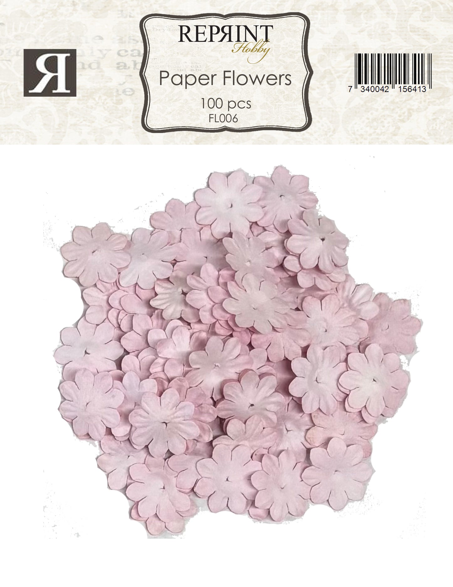 NYHET! Reprint Mini Papirblomster 20 mm 100 stk - Lys rosa/ babyrosa