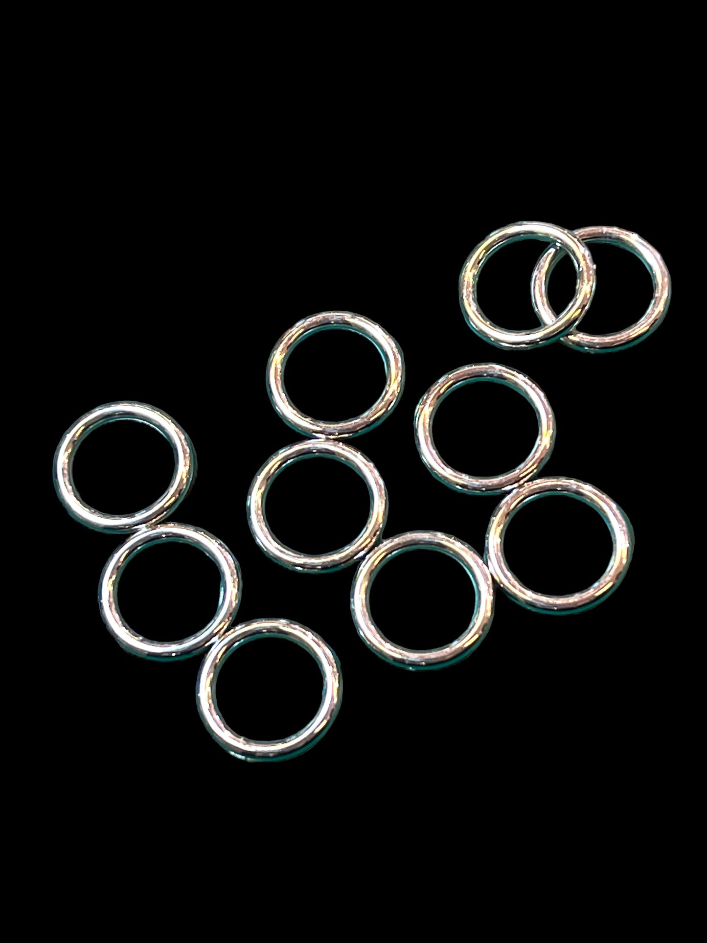 3D Ringer, 10 stk, sølvfarget