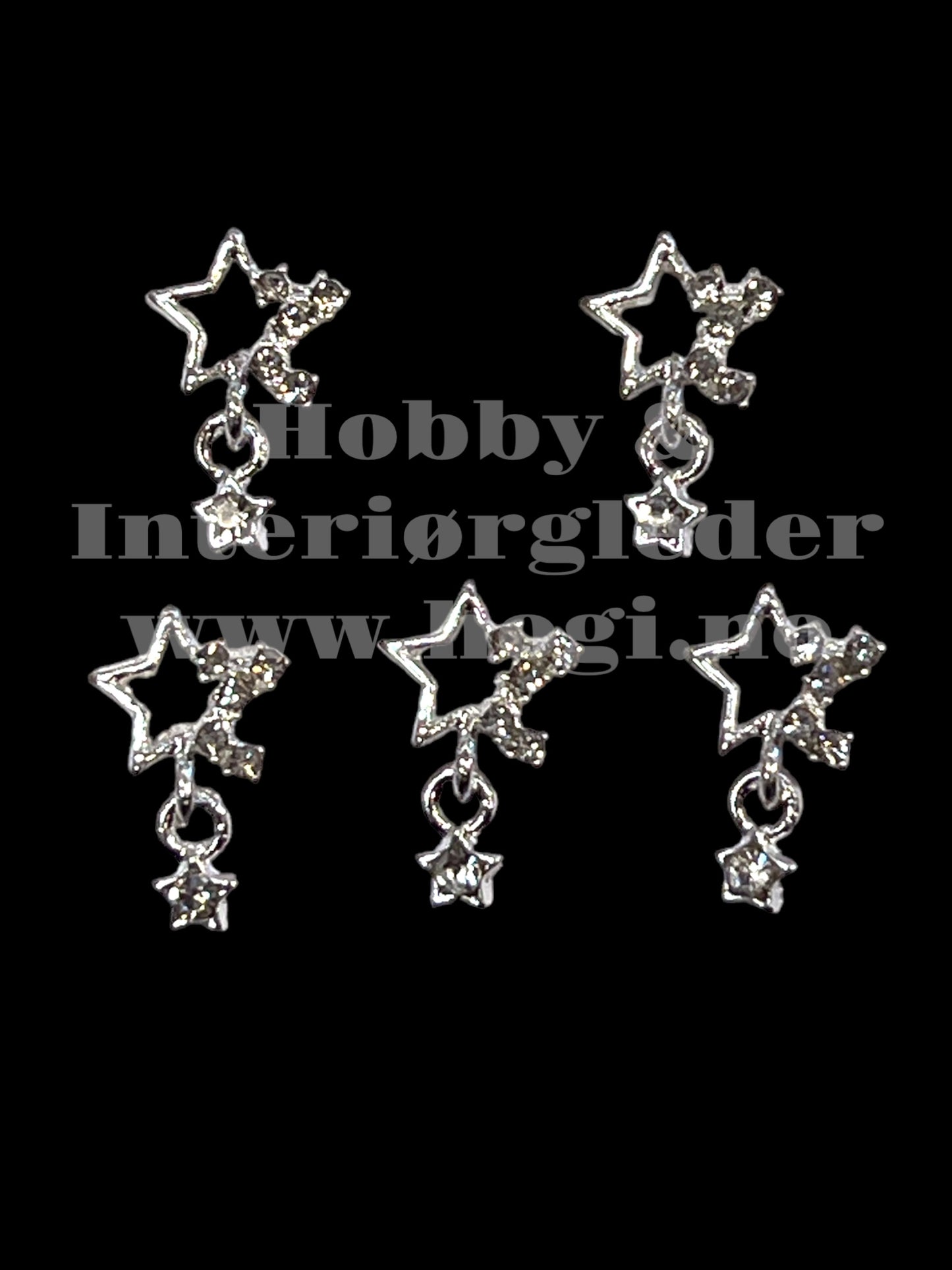 Metallcharms - stjerne med rhinestones