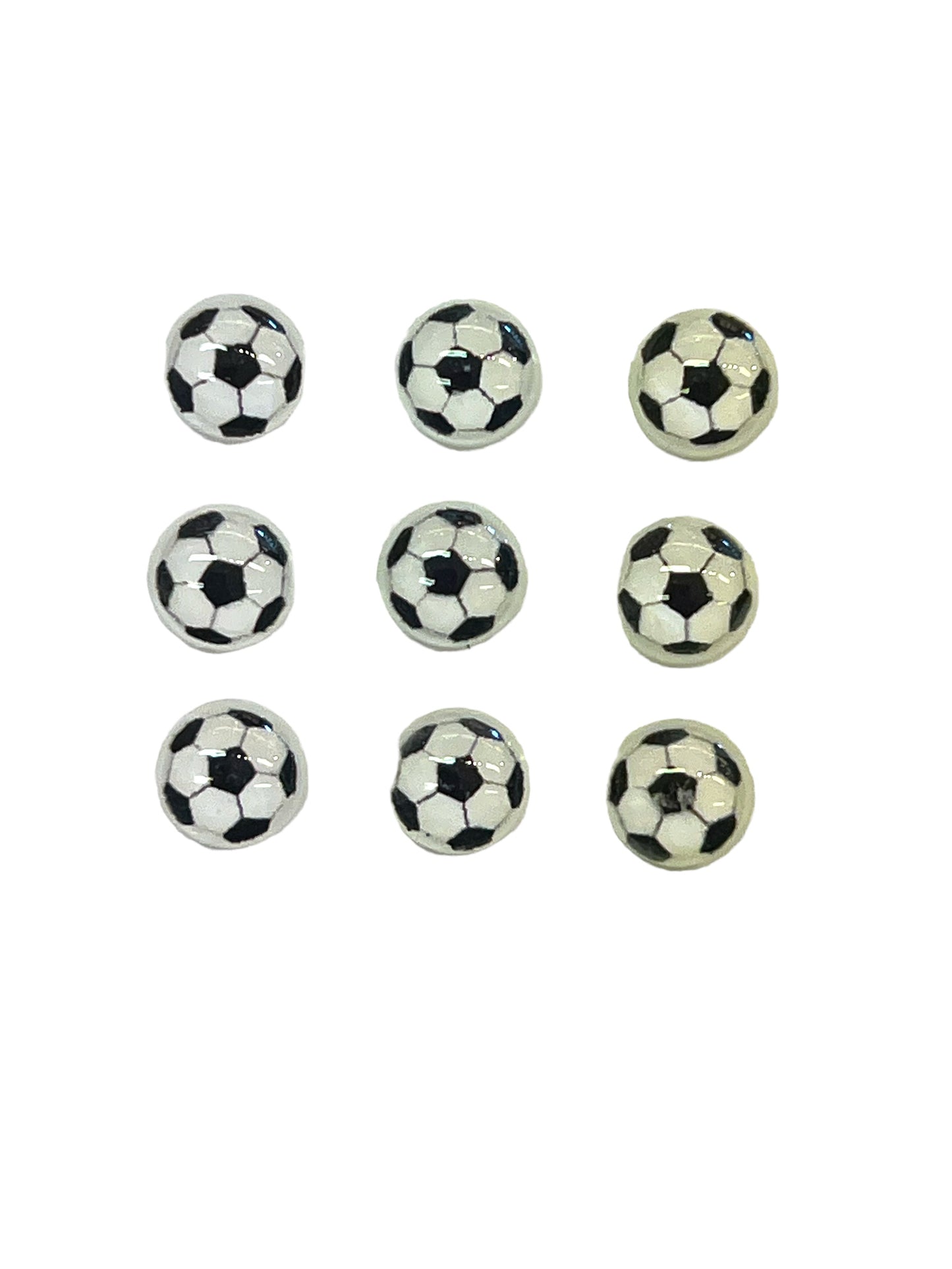 Charms - 3D fotball med flat bakside 9 stk