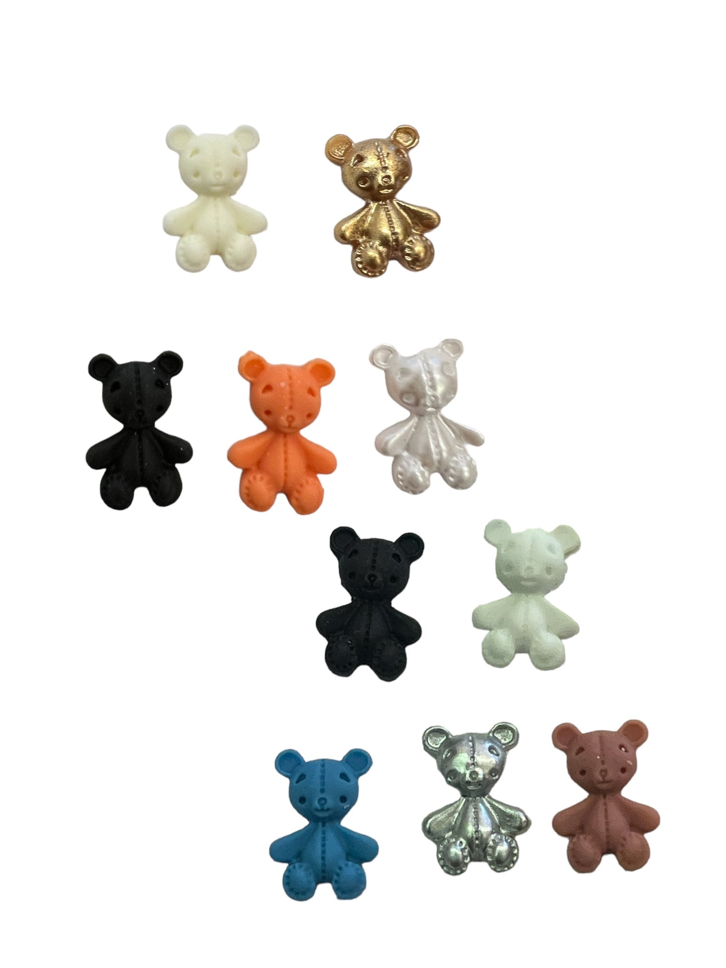 Charms - miniatyr - Teddybjørn bamse assortert farge 5stk