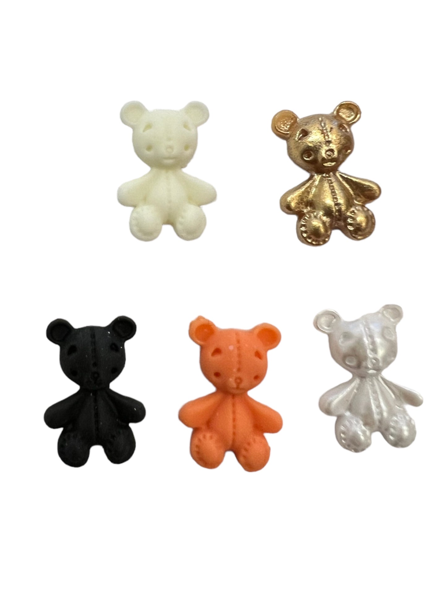 Charms - miniatyr - Teddybjørn bamse assortert farge 5stk