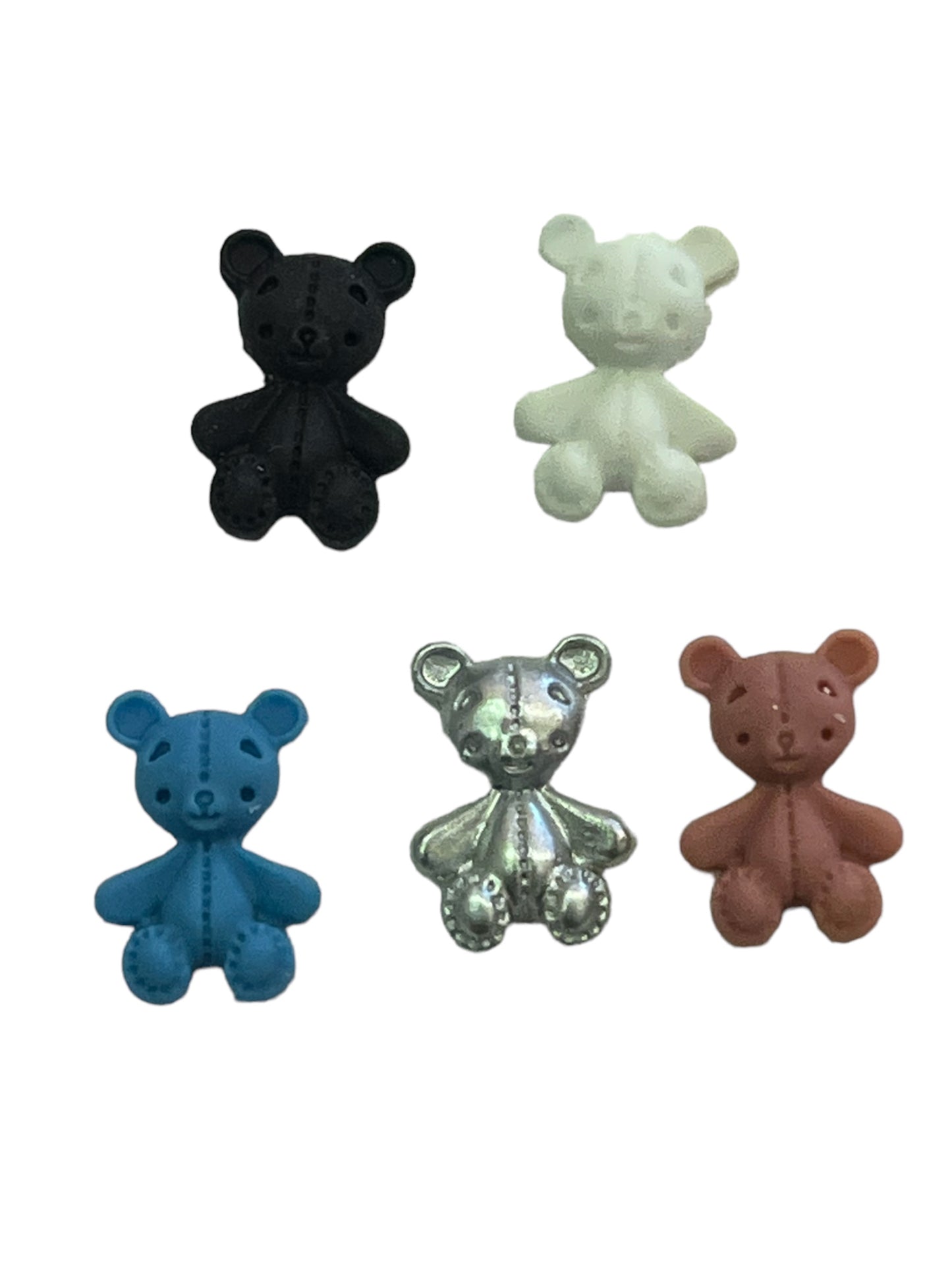 Charms - miniatyr - Teddybjørn bamse assortert farge 5stk