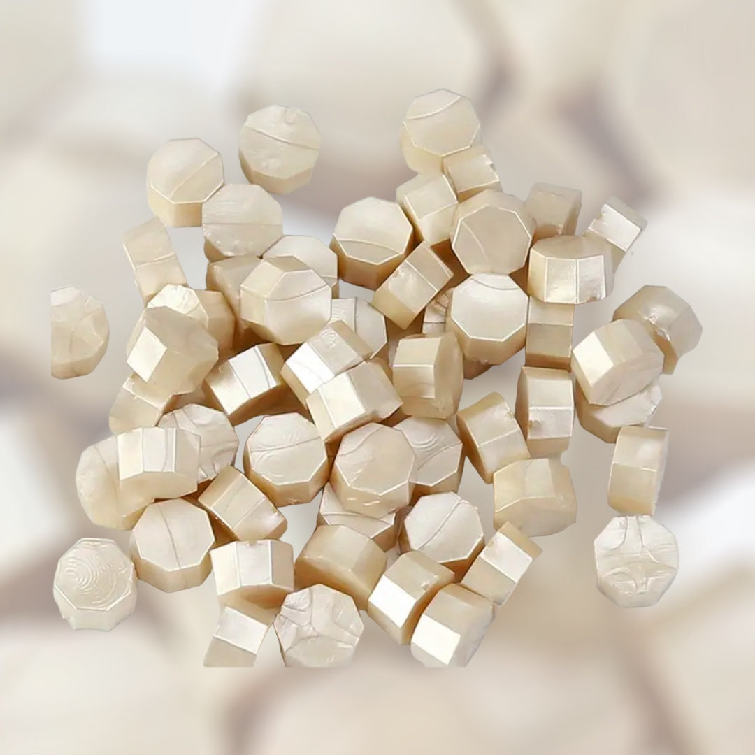 Wax octagon hvit perlemor, voks til bruk med lakksegl/ lakkstempel