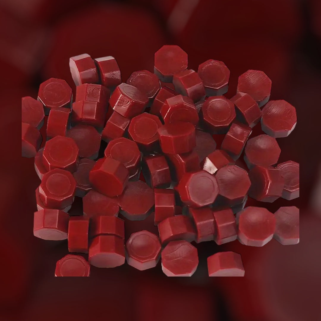 Wax octagon rød / julerød, voks til bruk med lakksegl/ lakkstempel