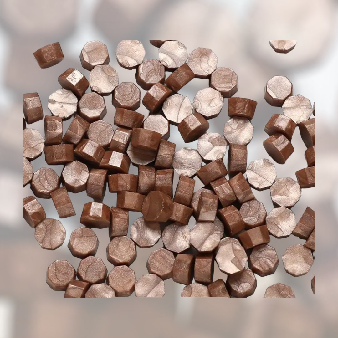 Wax octagon i rosègull , voks til bruk med lakksegl/ lakkstempel 17g