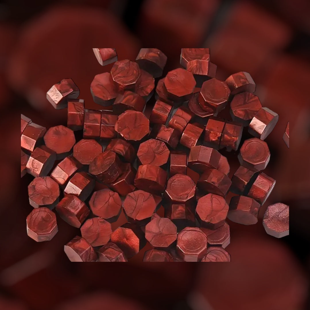 Wax octagon - metallic rød , voks til bruk med lakksegl/ lakkstempel 17g
