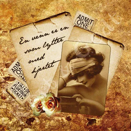 TILBUD kort - vintage dame - ca218