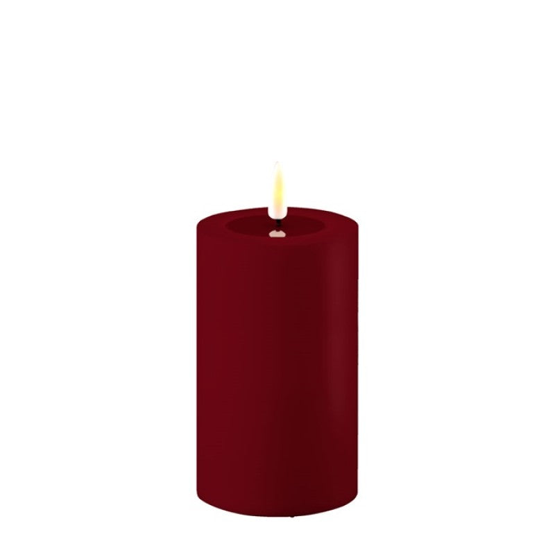 LED Candle - 1 stk kubbelys Bordeaux / rød D:7,5 cm x H: 12,5cm