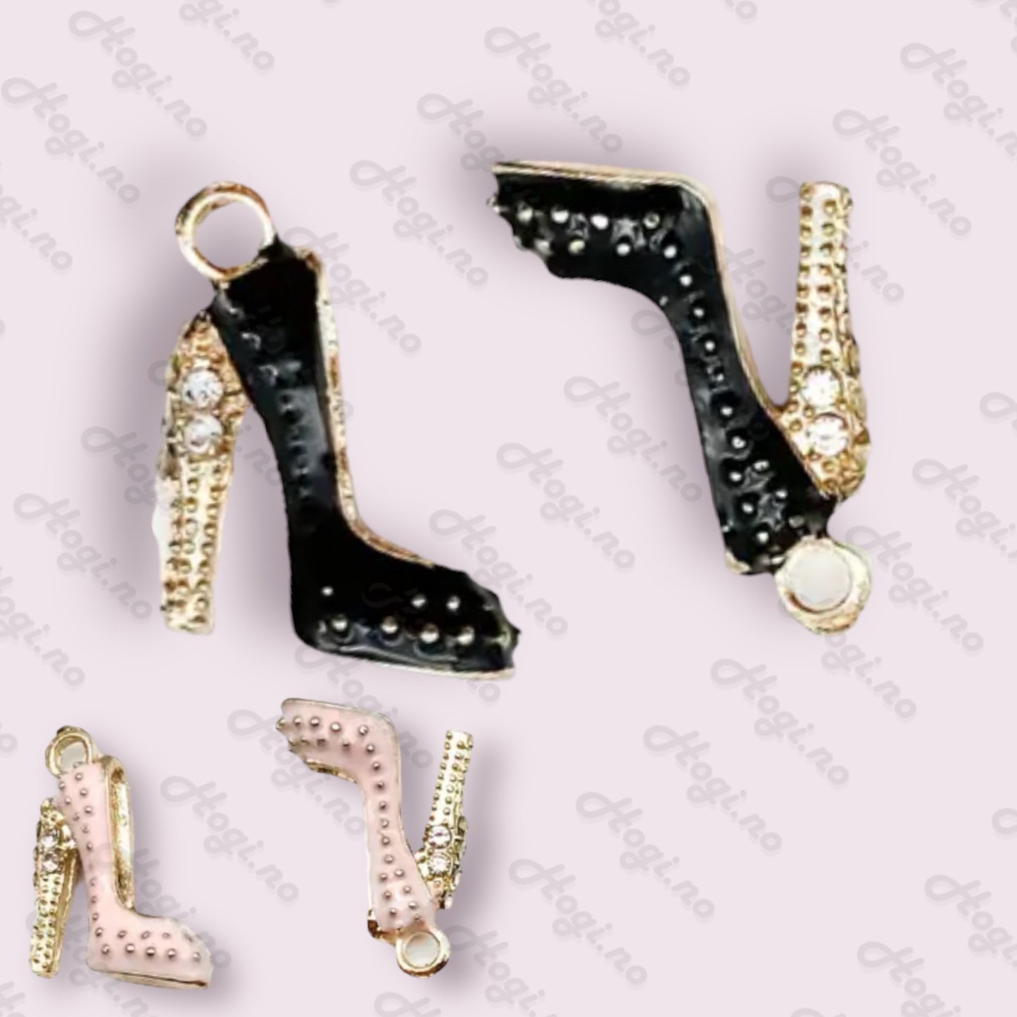 Charms - miniatyr - metallcharms - pensko / høyhælt sko / pumps 2 stk i pk
