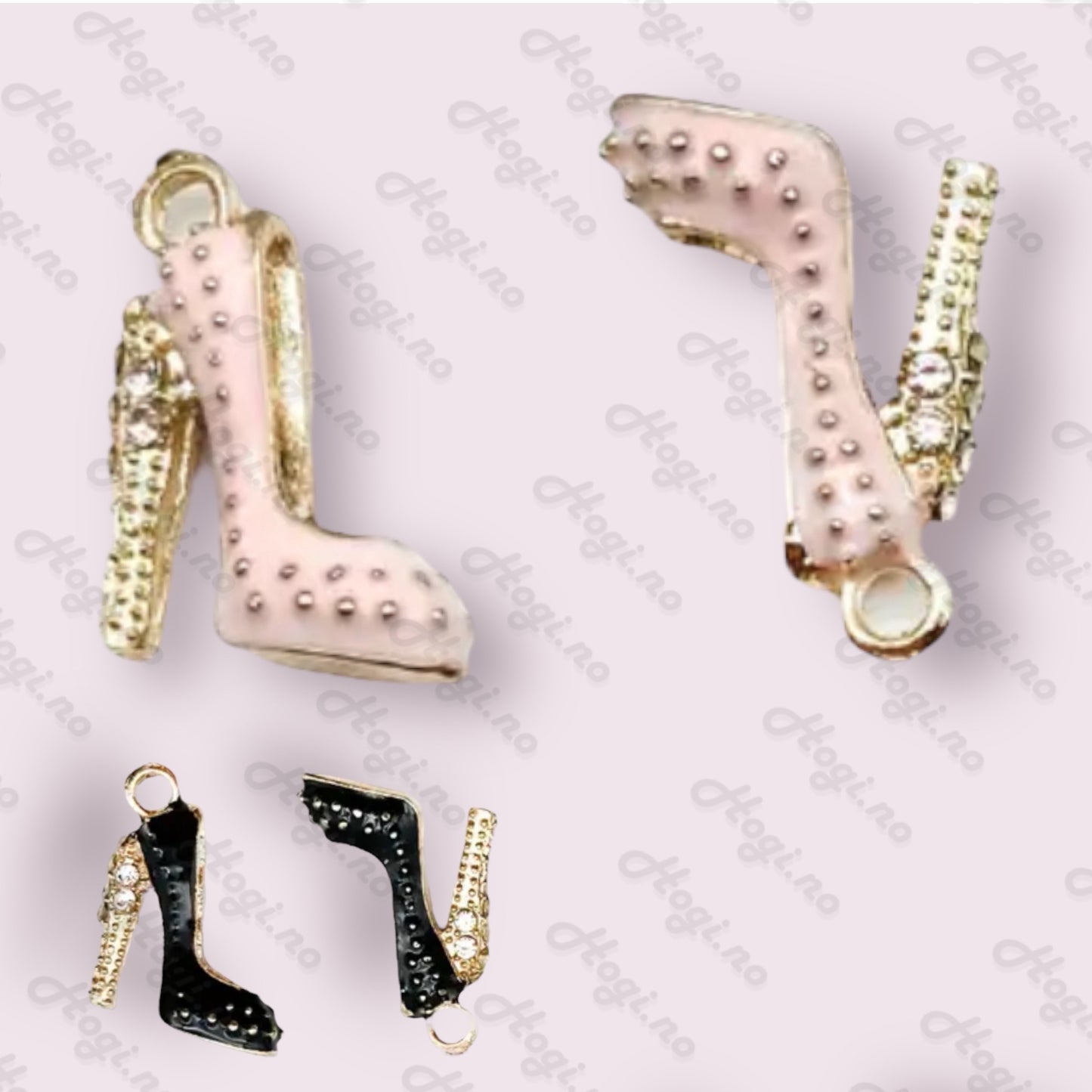 Charms - miniatyr - metallcharms - pensko / høyhælt sko / pumps 2 stk i pk