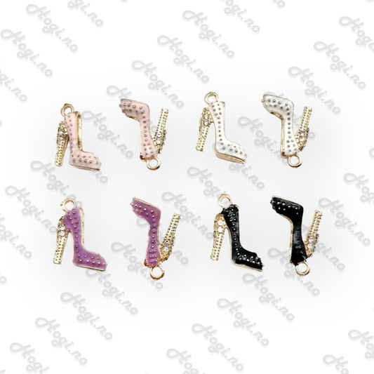Charms - miniatyr - metallcharms - pensko / høyhælt sko / pumps 2 stk i pk