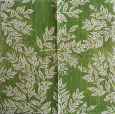 Servietter med mønster grønn med hvite blader 33x33 20 stk pr pk