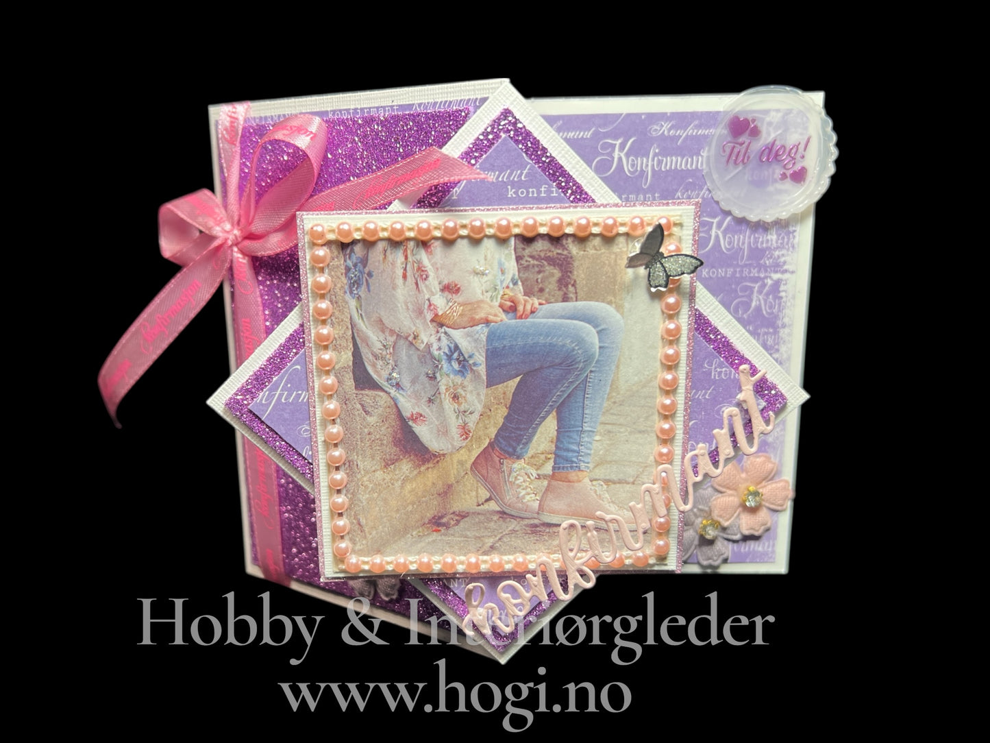 Hobbypakke/ hobbykit - Kort med vridd kvadrat på fronten