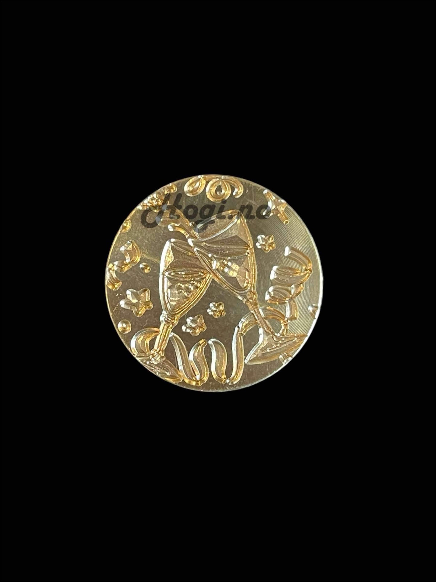 Lakkstempel- wax sealing coin -motiv: champagne glass feiring / skål! -Ø 2,5cm - til lakkstempel segl
