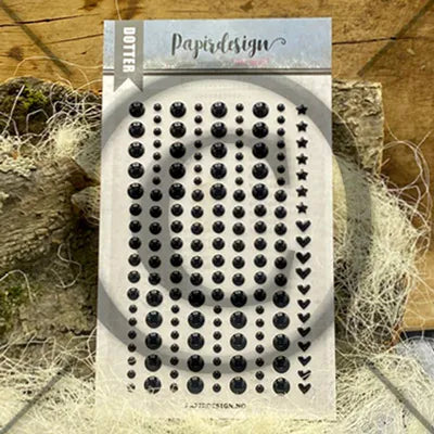 Halvperler m/lim - Papirdesign – Dotter 8 sort - mix sort sirkler , stjerner og hjerter - PD00973