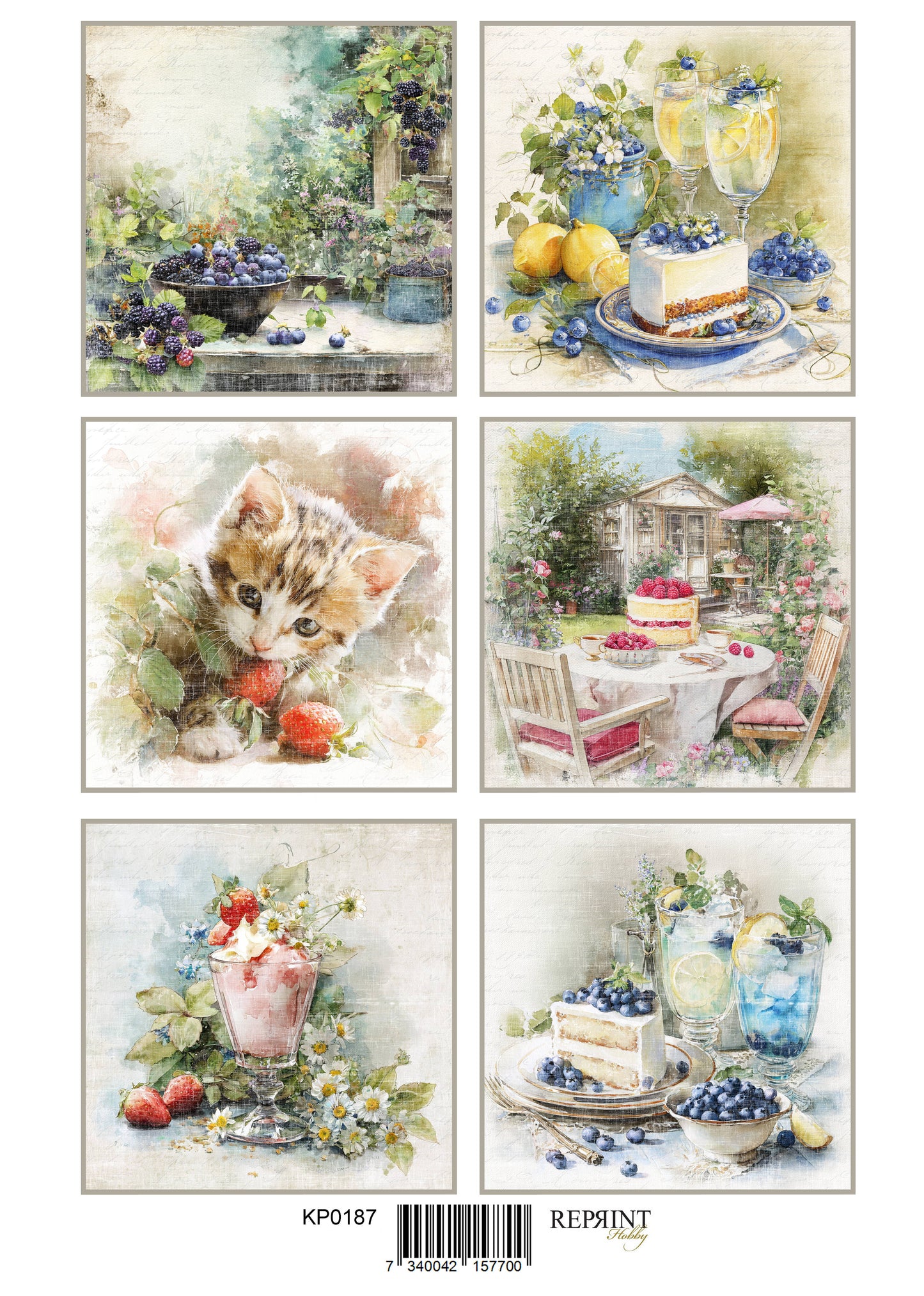NYHET! Reprint -Klippark - Summer Garden - A4 -kp0187