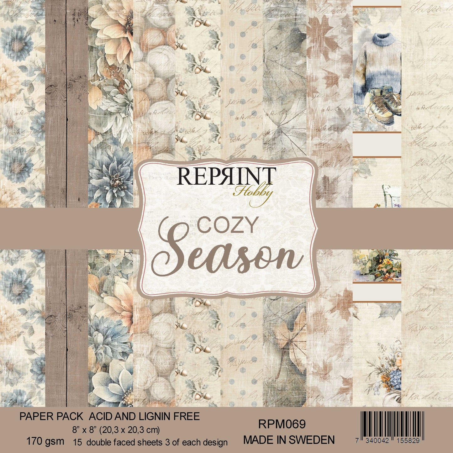 Bestill nå! Kommer snart. NYHET! Reprint mønsterarkpakke - Cozy Season - Collection 8x8