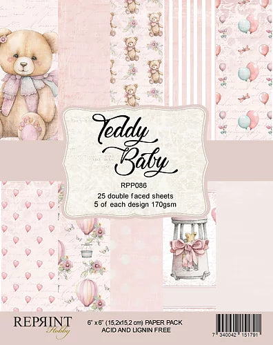 Reprint - Mønsterark / arkpakke - Teddy Baby 6'x6' - RPP086