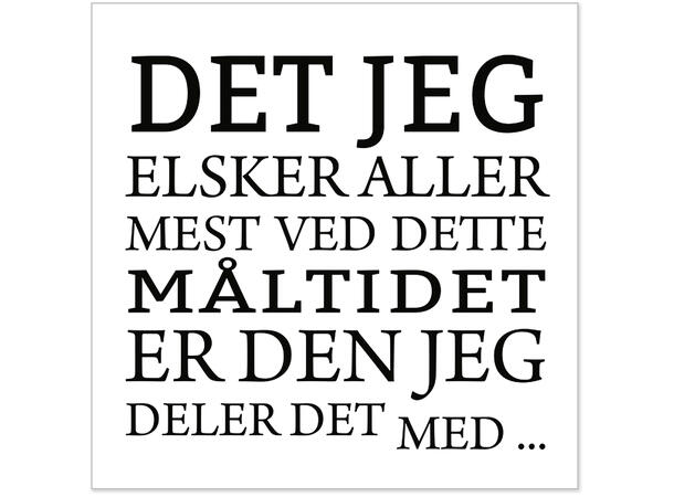 servietter - lunsj - hvit med sort tekst - Lunsjserviett 20 stk 3-lags 33x33cm