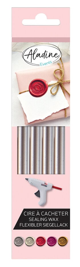Aladine Wax Stick (4pcs)Silver/ sølv voks til bruk med lakksegl/ lakkstempel