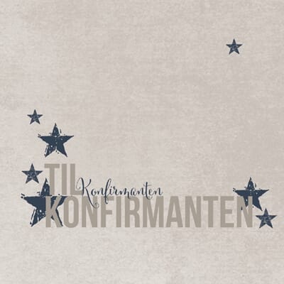 TILBUD kort til konfirmant - Blå/ grå- inkl hvit konvolutt