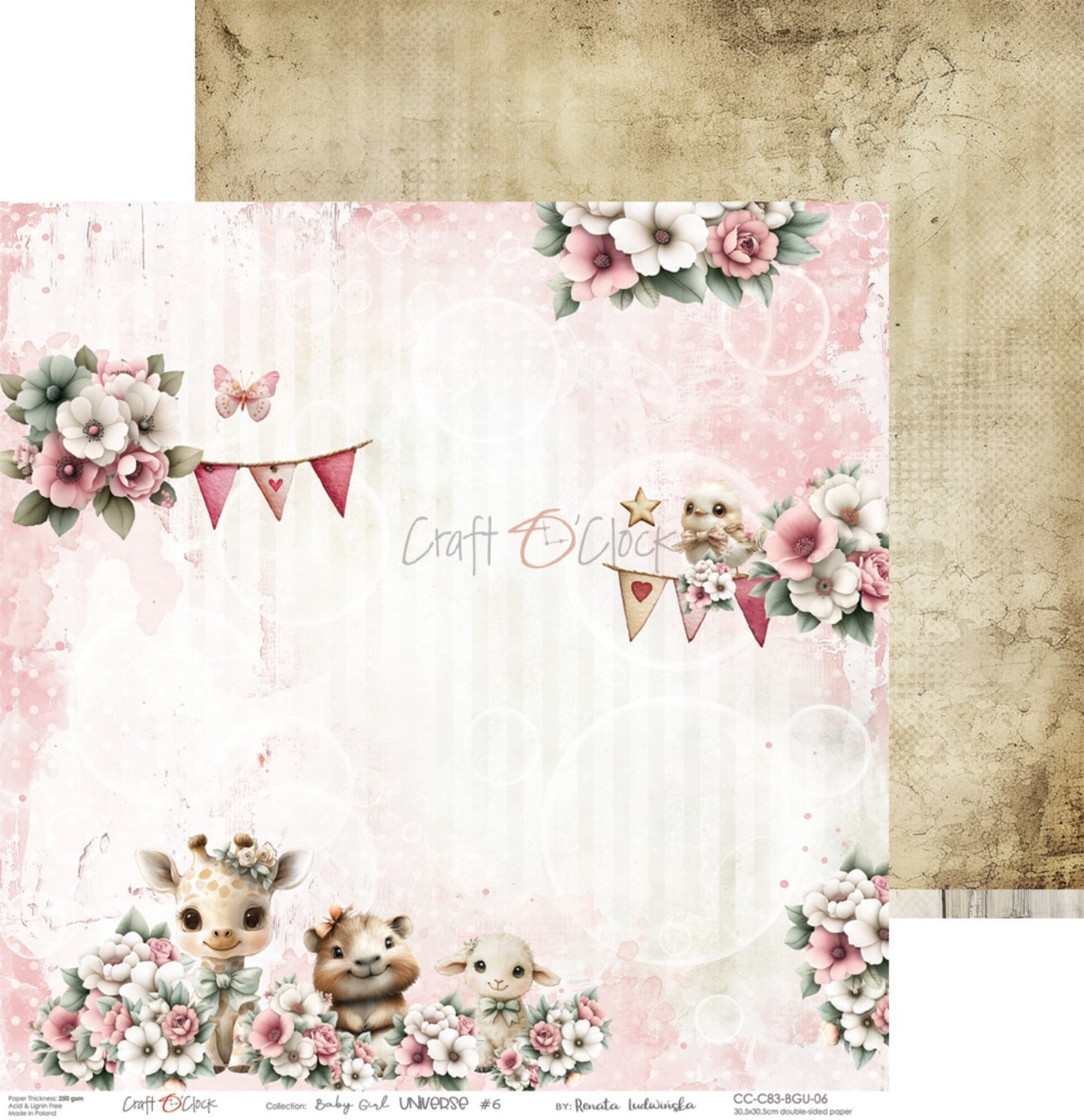 Craft O'Clock Baby Girl Universe 12x12 Inch Paper Set (CC-C83-BGU-00)