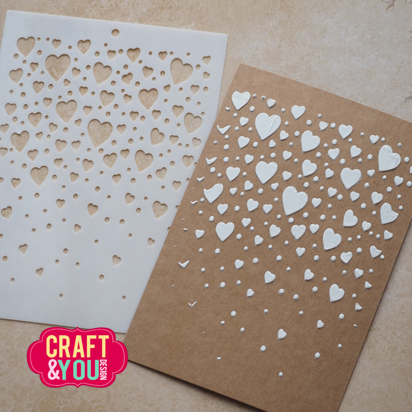 Craft & You - Floating Hearts A6 Stencil