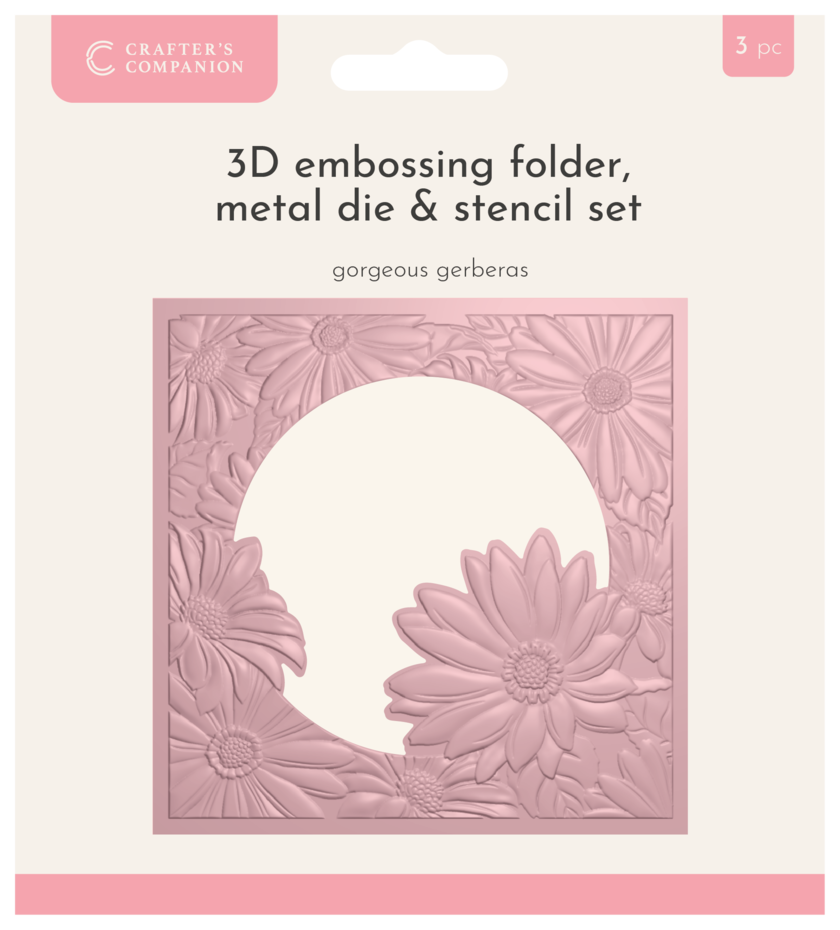 Crafters companion - 3D Emboss Macro Aperture Folders Gorgeous Gerberas (CC-3DEF5.5-MD-STEN-GOGE)