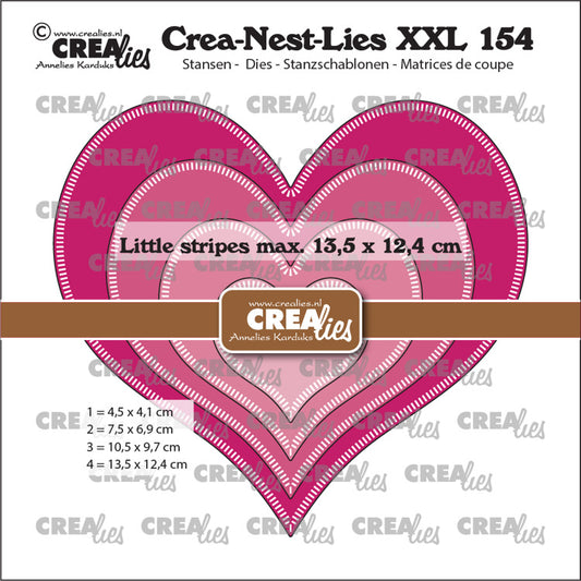Crealies dies - Hjerte med små striper / Hearts with little stripes - CLNestXXL154