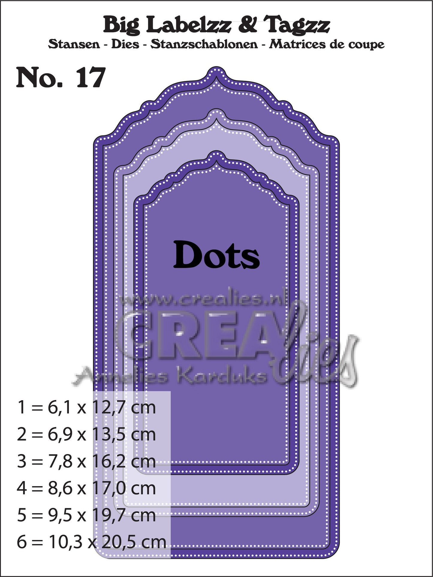 Crealies Big Labelzz & Tagzz Dies No. 17 With Stitch - stor tag dies sett.