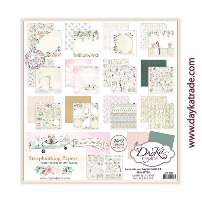 DayKa Trade Recien Casados 12x12 paper pack - bryllups arkpakke
