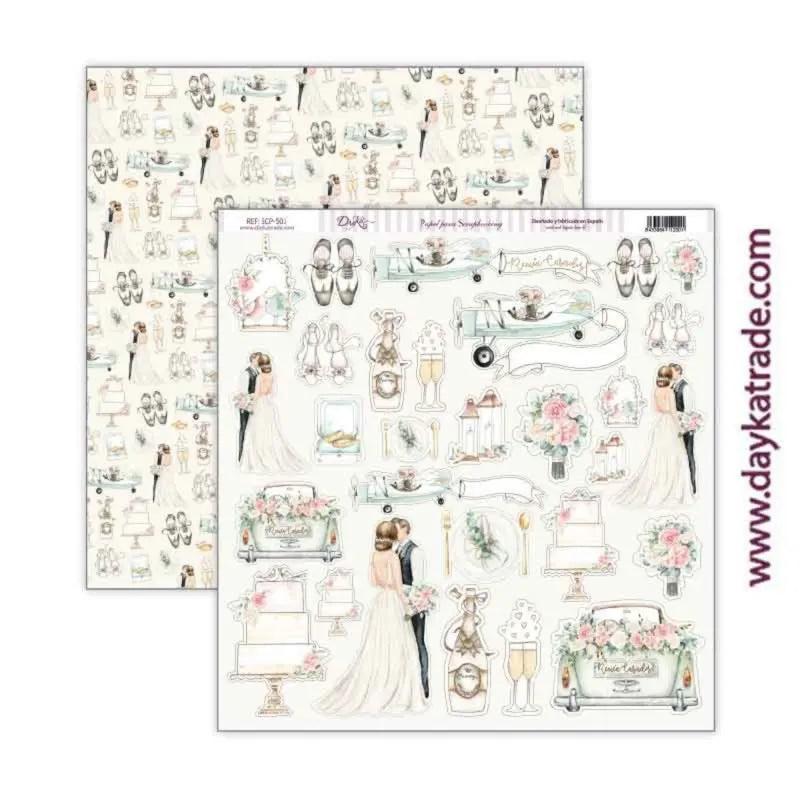 DayKa Trade Recien Casados 12x12 paper pack - bryllups arkpakke