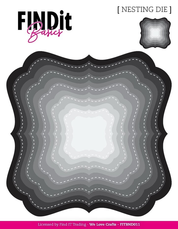 FINDit basics - Firkantet dies med dekorativ kant/ Nesting Dies Deco Squares