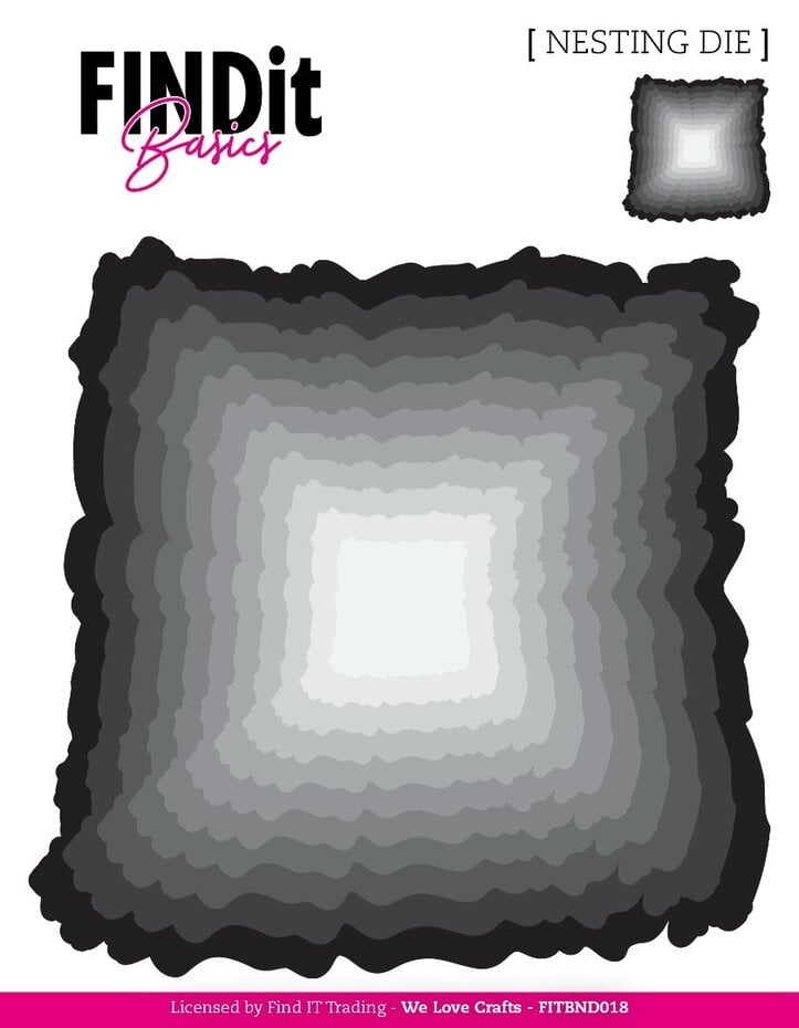 FINDit basics - Firkantet dies med røff kant/ Nesting Dies Rough Edge Square