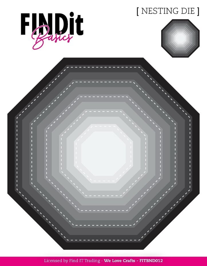FINDit basics - Åttekantet dies med «søm»/ Nesting Dies Stitched Octagon