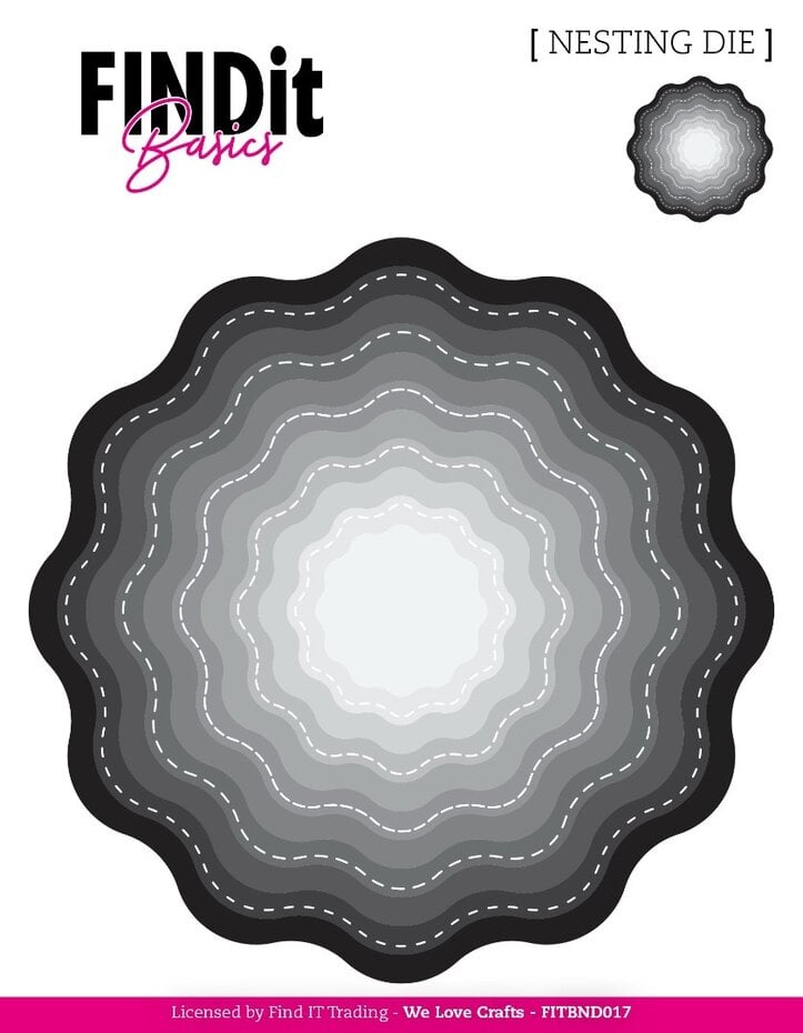 FINDit basics - Sirkeldies med bølget kant med «søm» / Nesting Dies Stitched Wavy Bloom