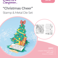 NYHET! Gemini Crafter's Companion - Shaped Card Base Stamp & Die Christmas Cheer (GEM-STD-CHRICH) Juletre med dekor