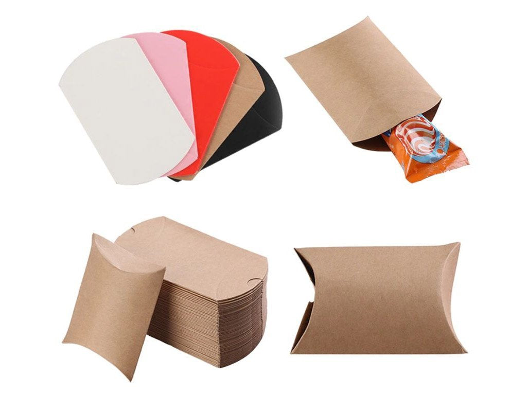 Mini gaveeske / bordkort - med bånd - kraft ca 3x9 cm, 10 stk