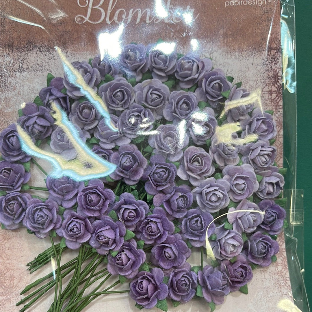 Papirdesign - blomster roser Ø 10mm - lys lilla+ lilla