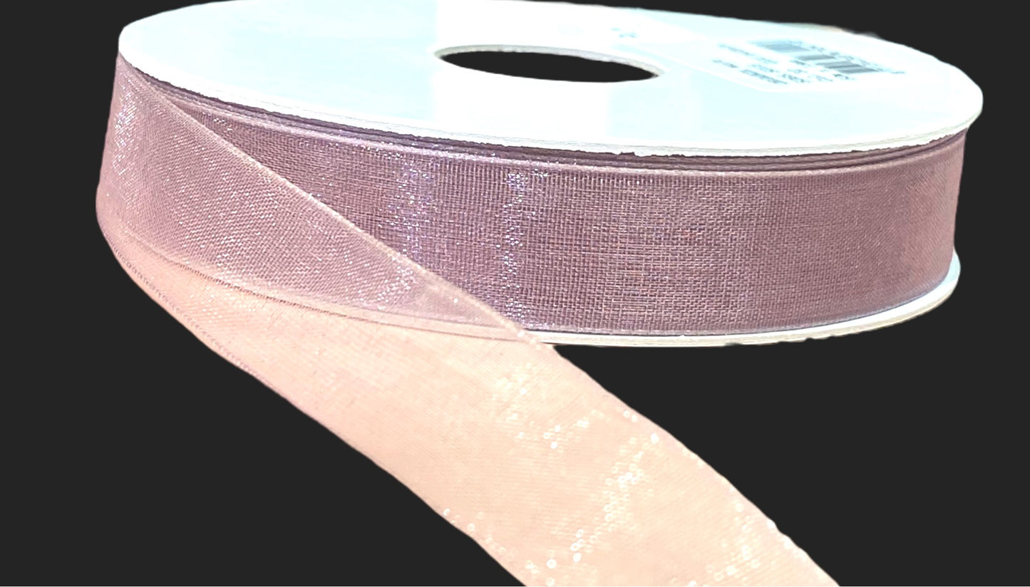 Organza bånd - transparent - gammel / vintage lilla Old Purple 15mm