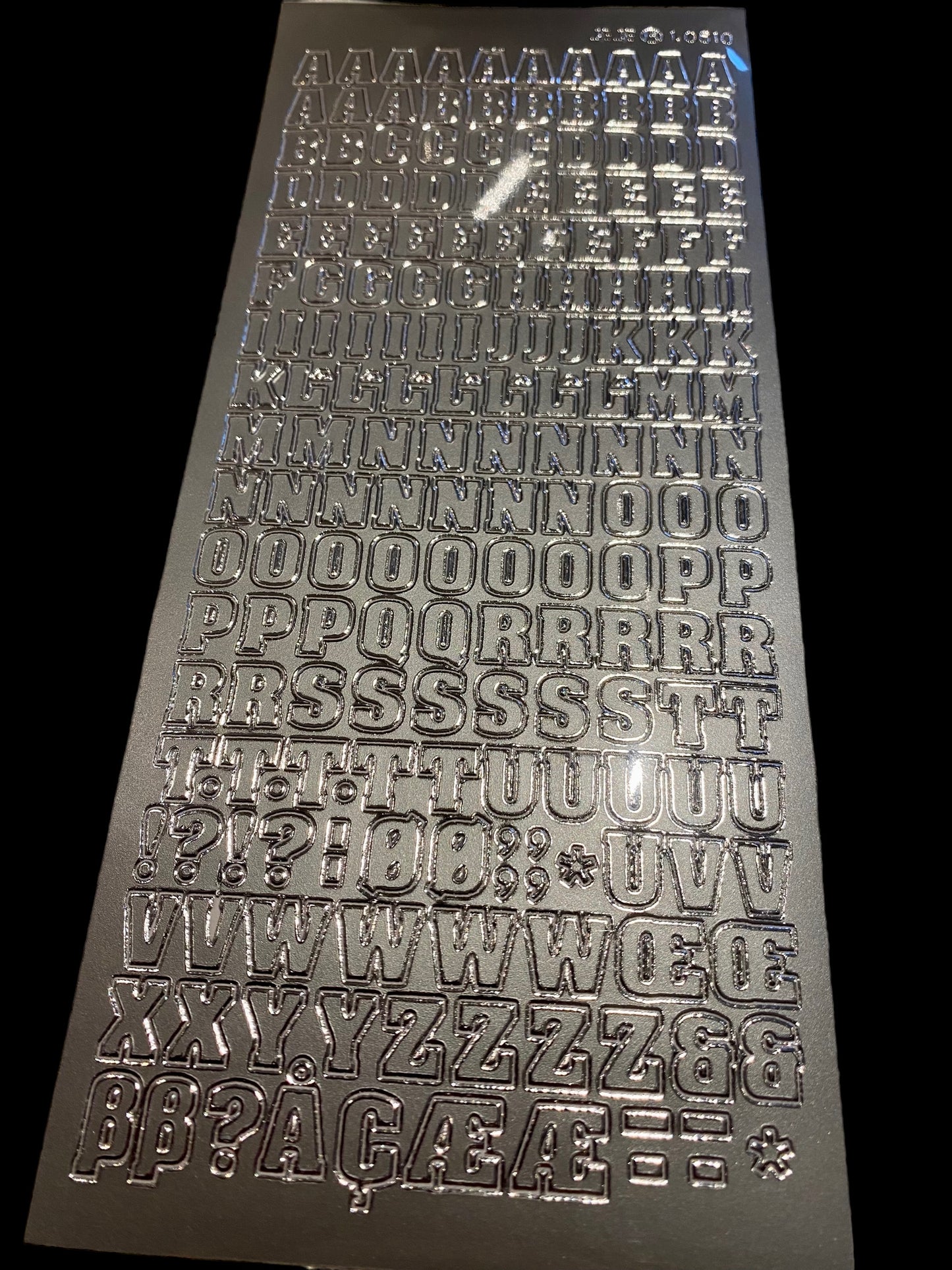 Klistremerke / stickers - Alfabet / bokstav - sølv -