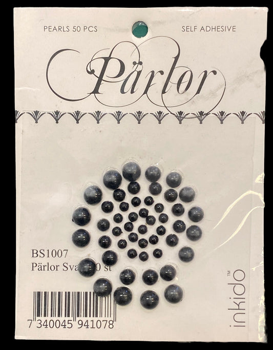 Inkido - Halvperler svart - assortert str 50 stk